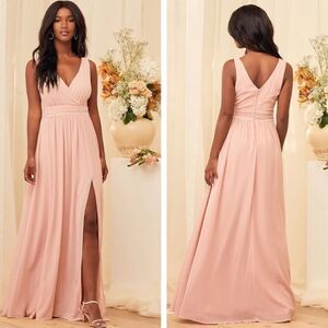 Lulus Thoughts Of Hue Surplice Maxi Dress Blush Pink NEW